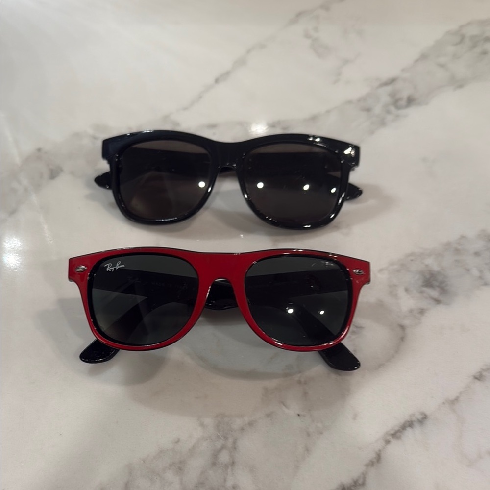 Ray-Ban Red Sunglasses and black sunglasses